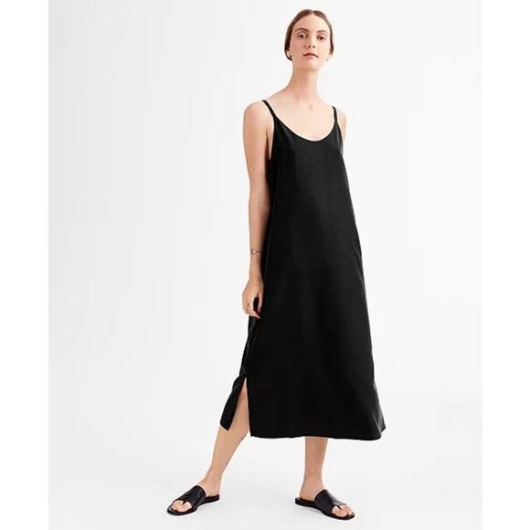 Eileen Fisher Tencel and Recycled Polyester Slip Dress Black Medium Minimalist - Picture 1 of 8